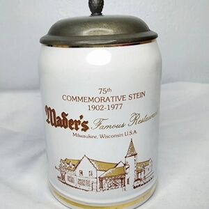 Vintage Mader's Milwaukee 75th Anniversary Beer Stein (1977)